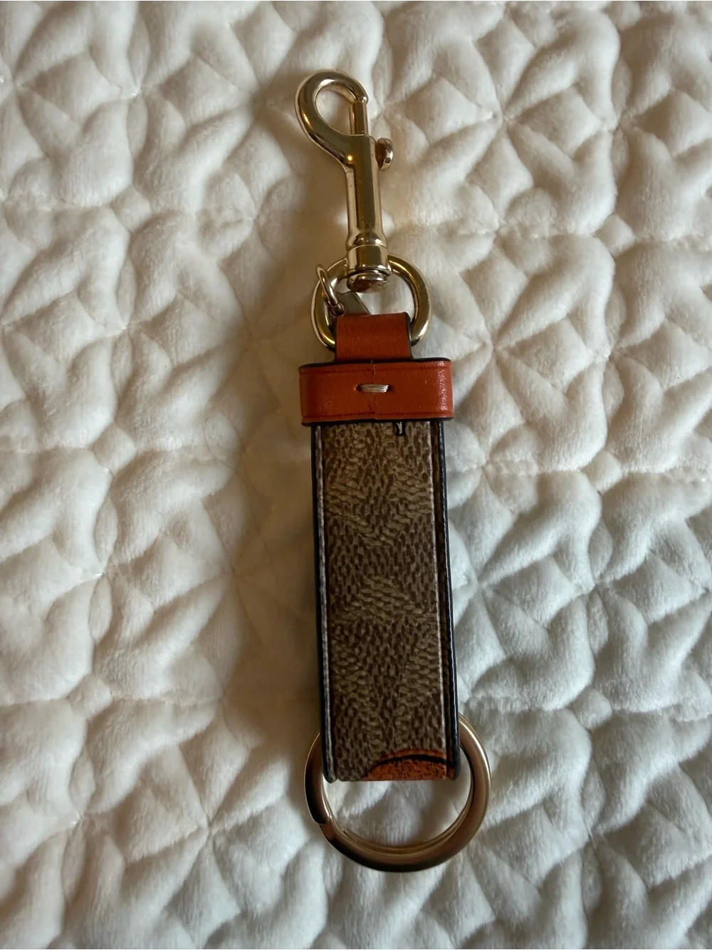Coach Brown and Orange Leather Key Fob with Citrus Charm
